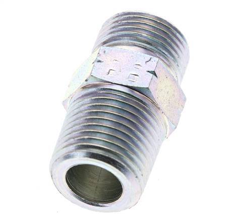 UN 13/16''-16 x 1/2'' NPT Acero zincado Espiga doble ORFS 630 Barra - Hidráulica