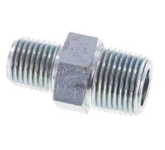 1/4'' NPT x 3/8'' NPT Zinc plated Steel Double Nipple 210 Bar - Hydraulic