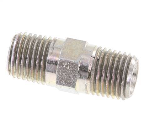 1/4'' NPT Zinc plated Steel Double Nipple 275 Bar - Hydraulic [2 Pieces]