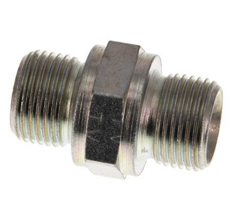 G 3/8'' Zinc plated Steel Double Nipple 400 Bar - Hydraulic [2 Pieces]