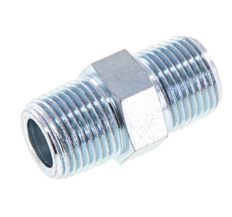 3/8'' NPT Zinc plated Steel Double Nipple 210 Bar - Hydraulic [2 Pieces]