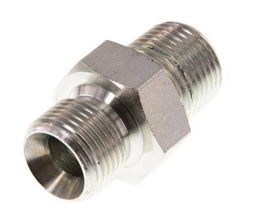 3/8'' NPT x G 3/8'' Acero cincado Espiga doble 3 piezas 700 Bar - Hidráulico