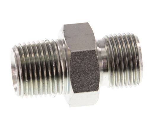 3/8'' NPT x G 3/8'' Acero cincado Espiga doble 3 piezas 700 Bar - Hidráulico