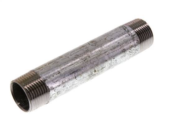 R 1'' Zinc plated Steel Double Pipe Nipple 50 Bar DIN 2982 - 150mm [2 Pieces]