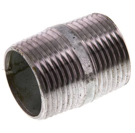 R 1'' Zinc plated Steel Double Pipe Nipple 50 Bar DIN 2982 - 40mm [5 Pieces]