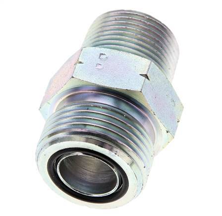 UN 1-3/16''-12 x 3/4'' NPT Zinc plated Steel Double Nipple ORFS 400 Bar - Hydraulic