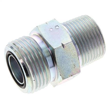 UN 1-3/16''-12 x 3/4'' NPT Zinc plated Steel Double Nipple ORFS 400 Bar - Hydraulic