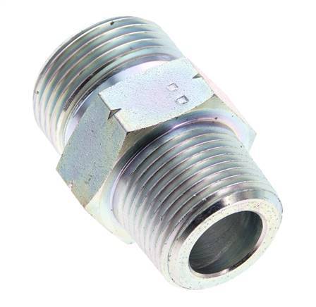 UN 1-3/16''-12 x 3/4'' NPT Zinc plated Steel Double Nipple ORFS 400 Bar - Hydraulic