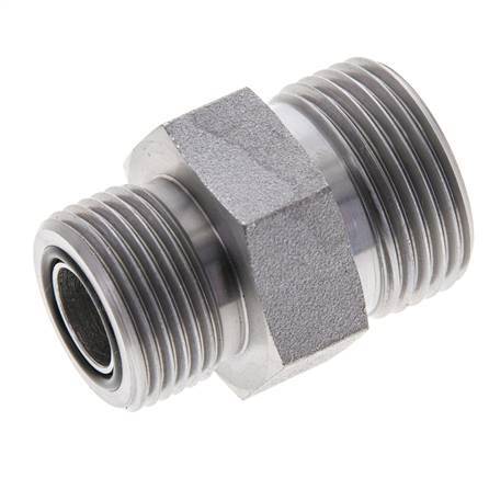 UN 1-3/16''-12 x UNS 1''-14 Zinc plated Steel Double Nipple ORFS 400 Bar - Hydraulic