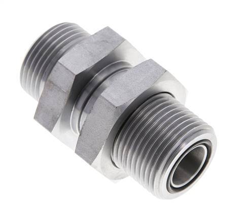 UN 1-3/16''-12 Male Zincated Steel Bulkhead Fitting ORFS 400 Bar - Hydraulic