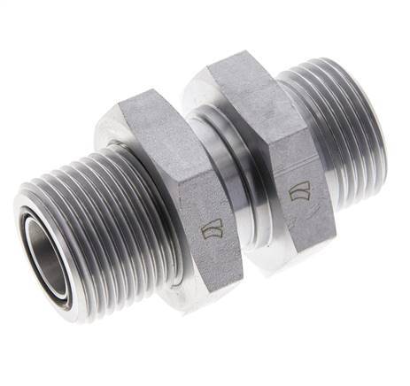 UN 1-3/16''-12 Male Zincated Steel Bulkhead Fitting ORFS 400 Bar - Hydraulic