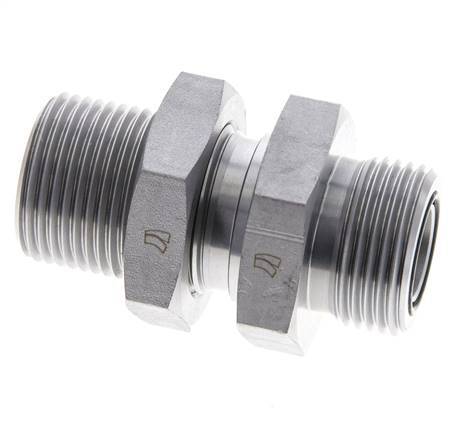 UN 1-3/16''-12 Male Zincated Steel Bulkhead Fitting ORFS 400 Bar - Hydraulic