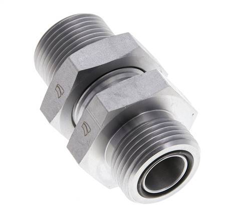 UN 1-3/16''-12 Male Zincated Steel Bulkhead Fitting ORFS 400 Bar - Hydraulic