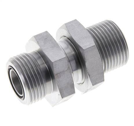 UN 1-3/16''-12 Male Zincated Steel Bulkhead Fitting ORFS 400 Bar - Hydraulic