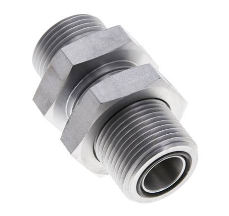 UN 1-3/16''-12 Male Zincated Steel Bulkhead Fitting ORFS 400 Bar - Hydraulic