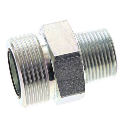 UN 1-7/16''-12 x 3/4'' NPT Acero zincado Espiga doble ORFS 400 Bar - Hidráulico