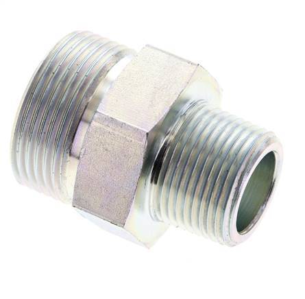 UN 1-7/16''-12 x 3/4'' NPT Acero zincado Espiga doble ORFS 400 Bar - Hidráulico
