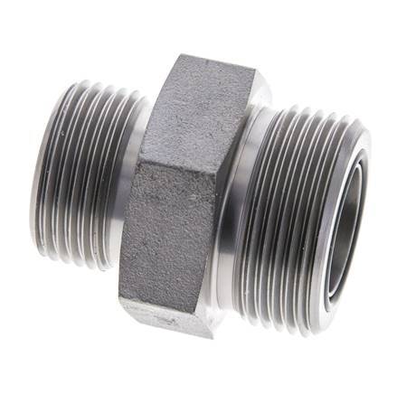 UN 1-7/16''-12 x UN 1-3/16''-12 Espiga doble de acero galvanizado ORFS 400 Bar - Hidráulico
