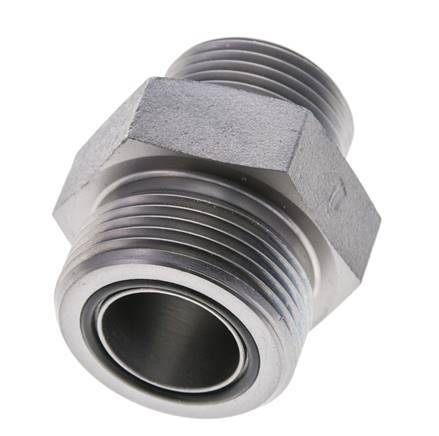 UN 1-7/16''-12 x UN 1-3/16''-12 Espiga doble de acero galvanizado ORFS 400 Bar - Hidráulico