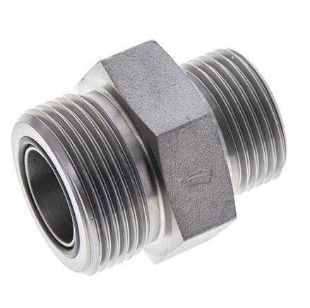 UN 1-7/16''-12 x UN 1-3/16''-12 Espiga doble de acero galvanizado ORFS 400 Bar - Hidráulico