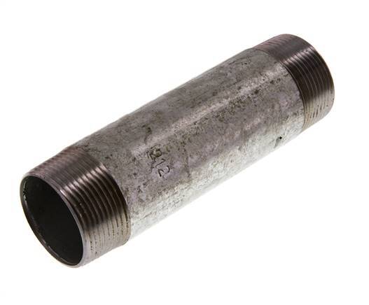 R 1 1/2'' Zinc plated Steel Double Pipe Nipple 50 Bar DIN 2982 - 150mm [2 Pieces]