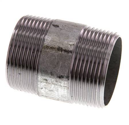 R 1 1/2'' Zinc plated Steel Double Pipe Nipple 50 Bar DIN 2982 - 60mm [2 Pieces]