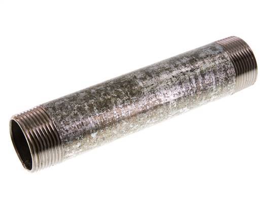 R 1 1/4'' Zinc plated Steel Double Pipe Nipple 50 Bar DIN 2982 - 180mm [2 Pieces]