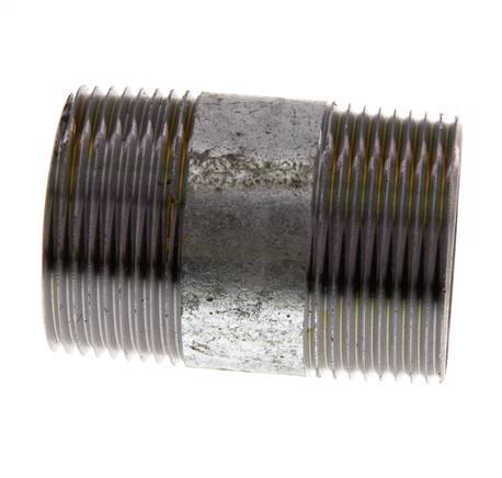R 1 1/4'' Zinc plated Steel Double Pipe Nipple 50 Bar DIN 2982 - 60mm [5 Pieces]