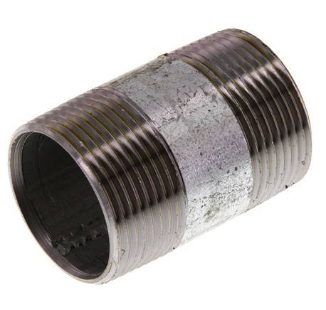 R 1 1/4'' Zinc plated Steel Double Pipe Nipple 50 Bar DIN 2982 - 60mm [5 Pieces]