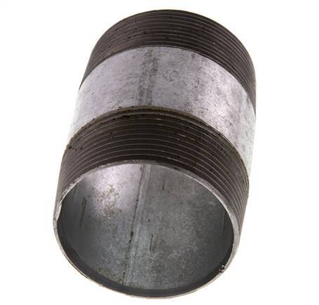 R 2'' Zinc plated Steel Double Pipe Nipple 50 Bar DIN 2982 - 80mm [2 Pieces]