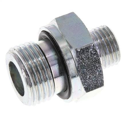 UNF 9/16''-18 x G 1/2'' Acero cincado Espiga doble ORFS 630 Barra - Hidráulica