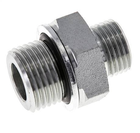 UN 11/16''-16 x G 1/2'' Acero cincado Espiga doble ORFS 630 Barra - Hidráulica