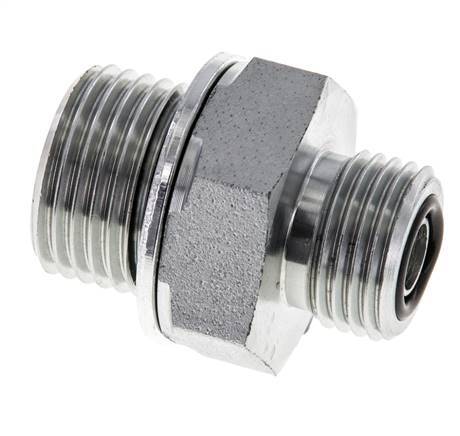 UN 11/16''-16 x G 1/2'' Zinc plated Steel Double Nipple ORFS 630 Bar - Hydraulic