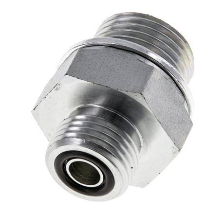 UN 11/16''-16 x G 1/2'' Acero cincado Espiga doble ORFS 630 Barra - Hidráulica