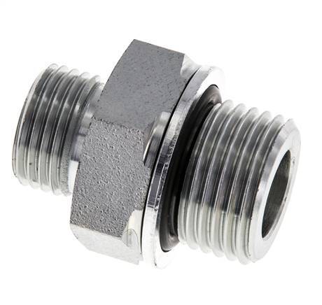 UN 11/16''-16 x G 1/2'' Acero cincado Espiga doble ORFS 630 Barra - Hidráulica