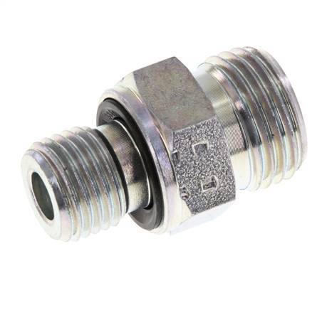 UN 11/16''-16 x G 1/4'' Acero cincado Espiga doble ORFS 630 Barra - Hidráulica
