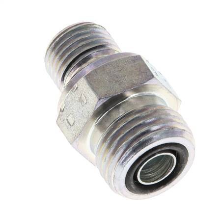 UN 11/16''-16 x G 1/4'' Acero cincado Espiga doble ORFS 630 Barra - Hidráulica