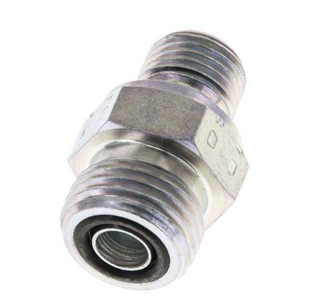 UN 11/16''-16 x G 1/4'' Acero cincado Espiga doble ORFS 630 Barra - Hidráulica