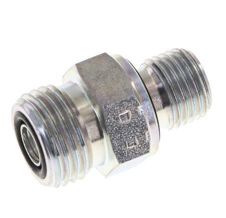 UN 11/16''-16 x G 1/4'' Acero cincado Espiga doble ORFS 630 Barra - Hidráulica