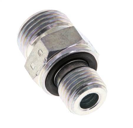 UN 11/16''-16 x G 1/4'' Acero cincado Espiga doble ORFS 630 Barra - Hidráulica