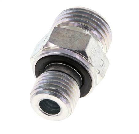 UN 11/16''-16 x G 1/4'' Acero cincado Espiga doble ORFS 630 Barra - Hidráulica