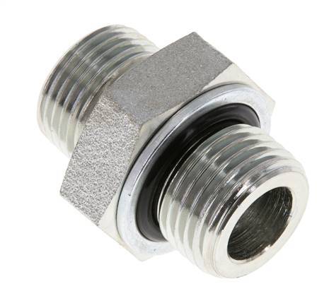 UN 13/16''-16 x G 1/2'' Acero cincado Espiga doble ORFS 630 Barra - Hidráulica