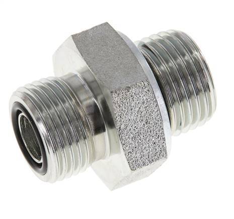 UN 13/16''-16 x G 1/2'' Acero cincado Espiga doble ORFS 630 Barra - Hidráulica