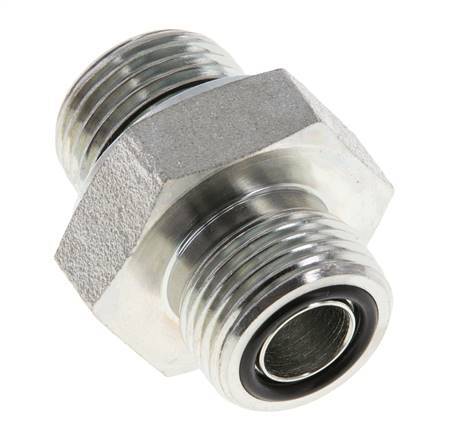 UN 13/16''-16 x G 1/2'' Zinc plated Steel Double Nipple ORFS 630 Bar - Hydraulic