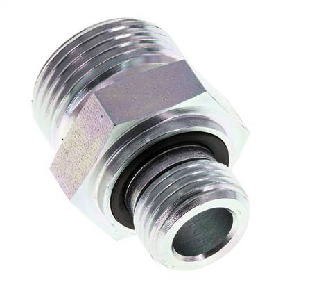 UN 1-3/16''-12 x G 1/2'' Zinc plated Steel Double Nipple ORFS 400 Bar - Hydraulic