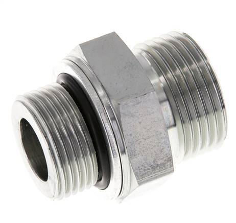 UN 1-3/16''-12 x G 3/4'' Acero cincado Espiga doble ORFS 400 Bar - Hidráulico