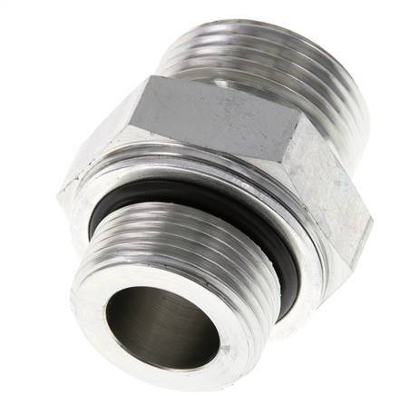 UN 1-3/16''-12 x G 3/4'' Acero cincado Espiga doble ORFS 400 Bar - Hidráulico