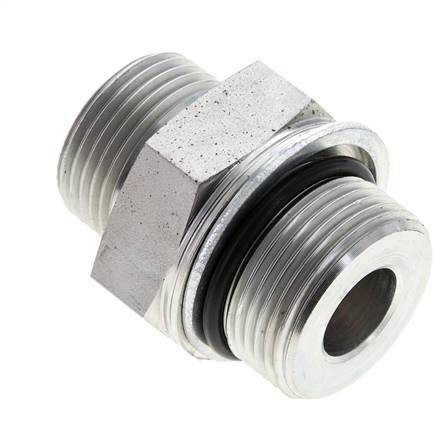 UN 1-3/16''-12 x M33x2 Acero zincado Espiga doble ORFS 400 Bar - Hidráulico