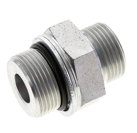 UN 1-3/16''-12 x M33x2 Acero zincado Espiga doble ORFS 400 Bar - Hidráulico