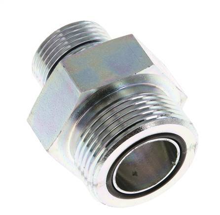 UN 1-7/16''-12 x G 3/4'' Zinc plated Steel Double Nipple ORFS 400 Bar - Hydraulic